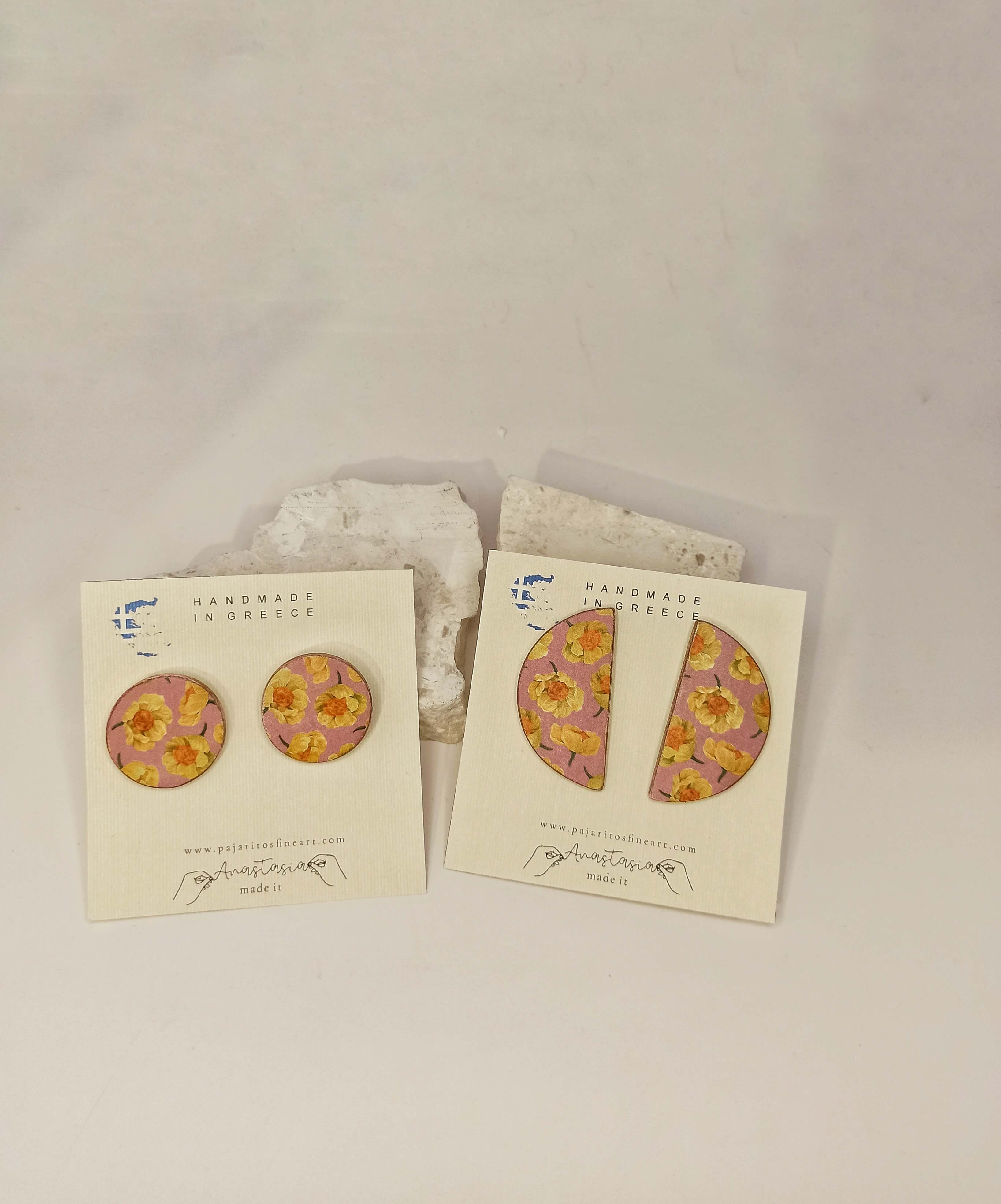 Vintage Flora Circle Collection Σκουλαρίκια από Πηλό