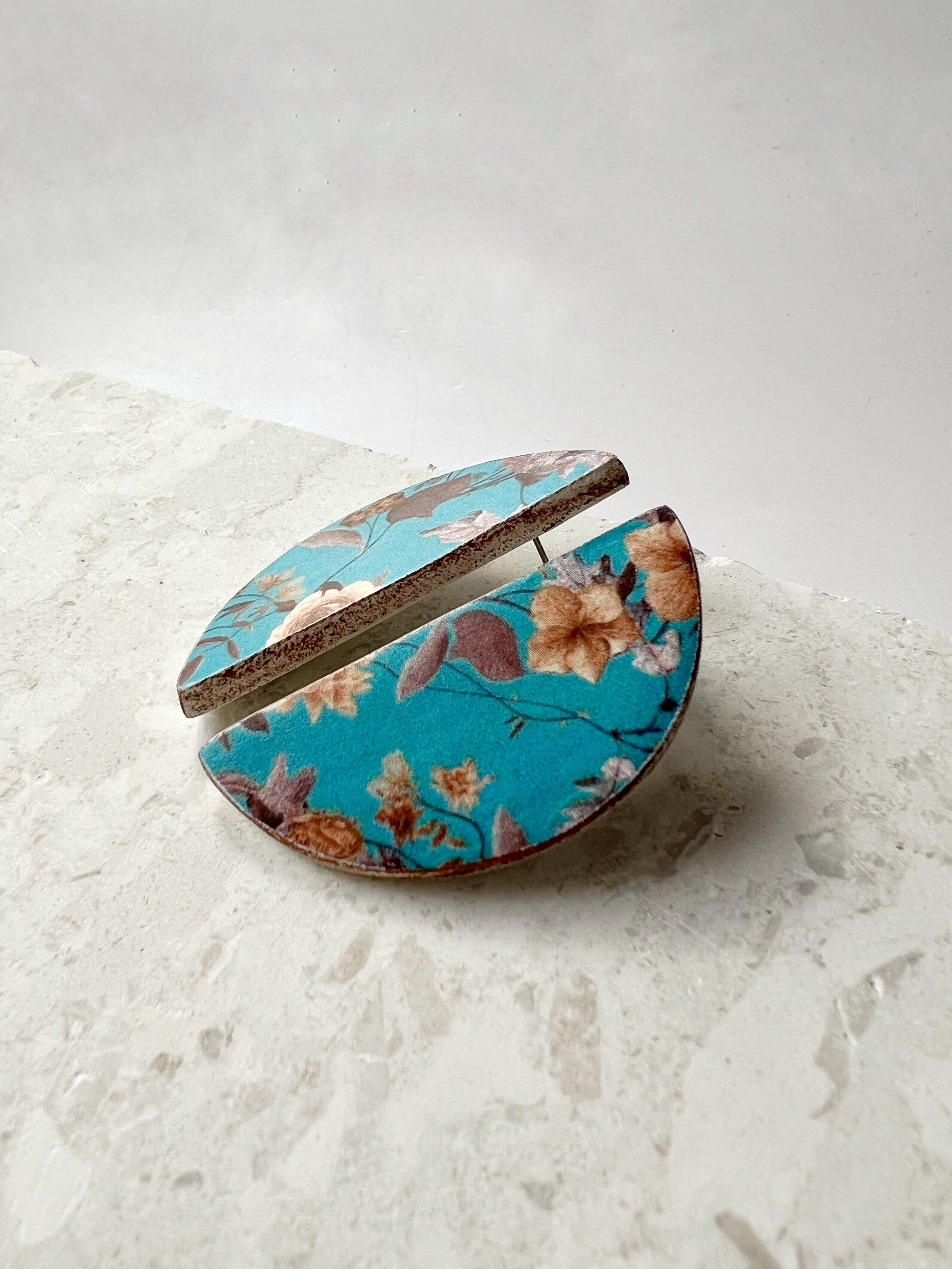 Florencia Semi Clays, Σκουλαρίκια από Πηλό, Γαλαζια Ώχρα Λουλούδια, Καρφωτά Σκουλαρίκια - Pajaritos