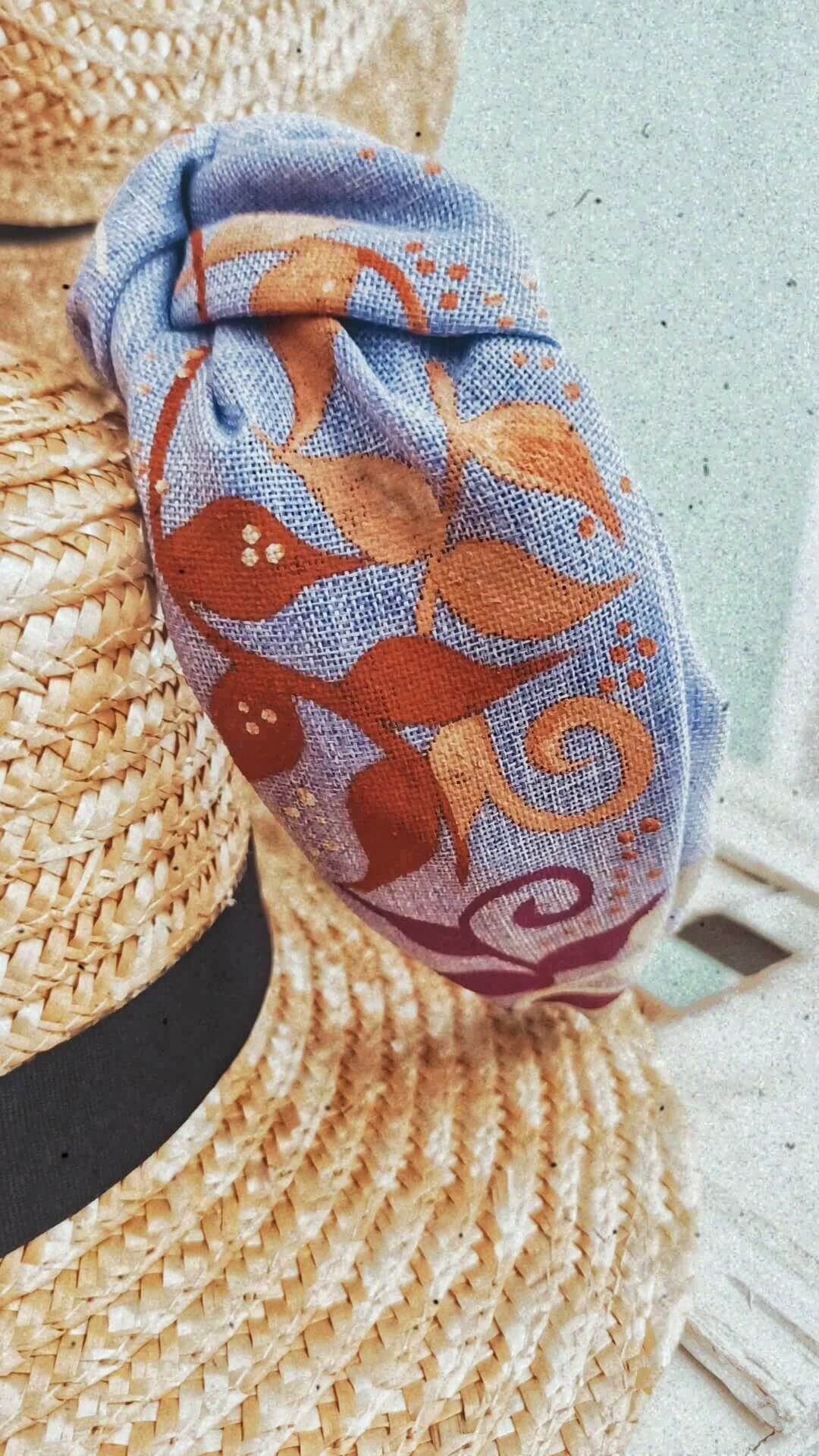 "Rallia", Handmade, Burlap, hand-painted Headband