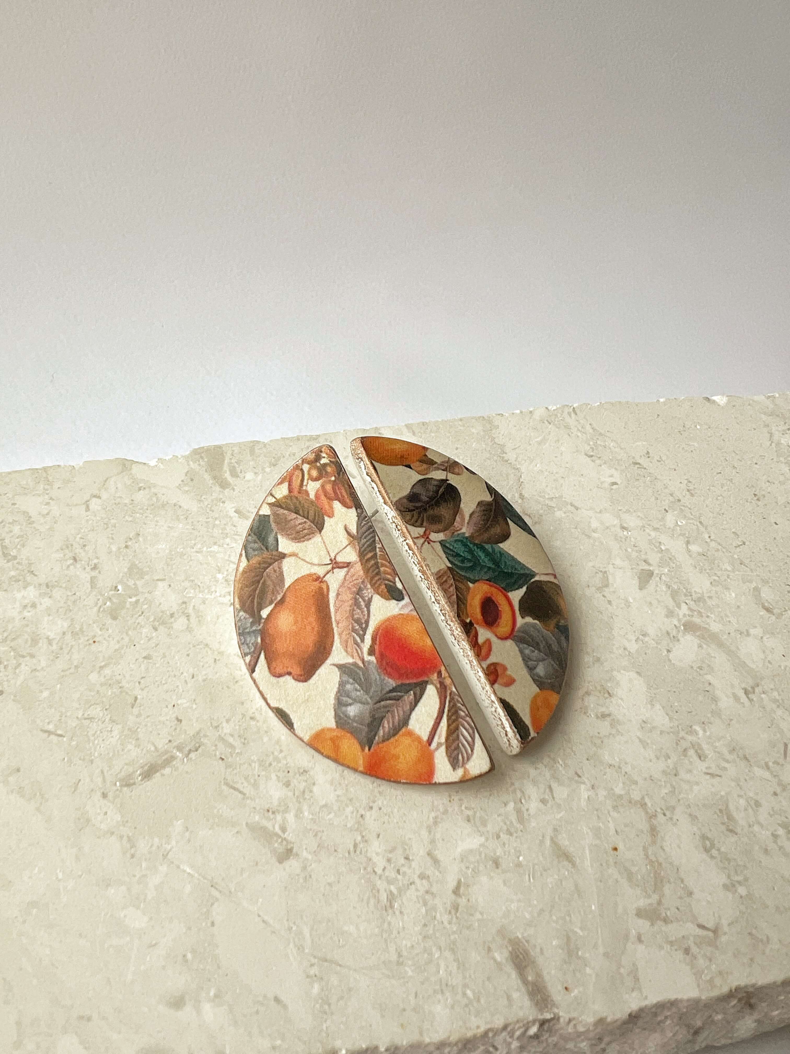 Appricot Semi Clays, Σκουλαρίκια από Πηλό, Με Φρούτα, Μεγάλα Πήλινα καρφωτά Σκουλαρίκια