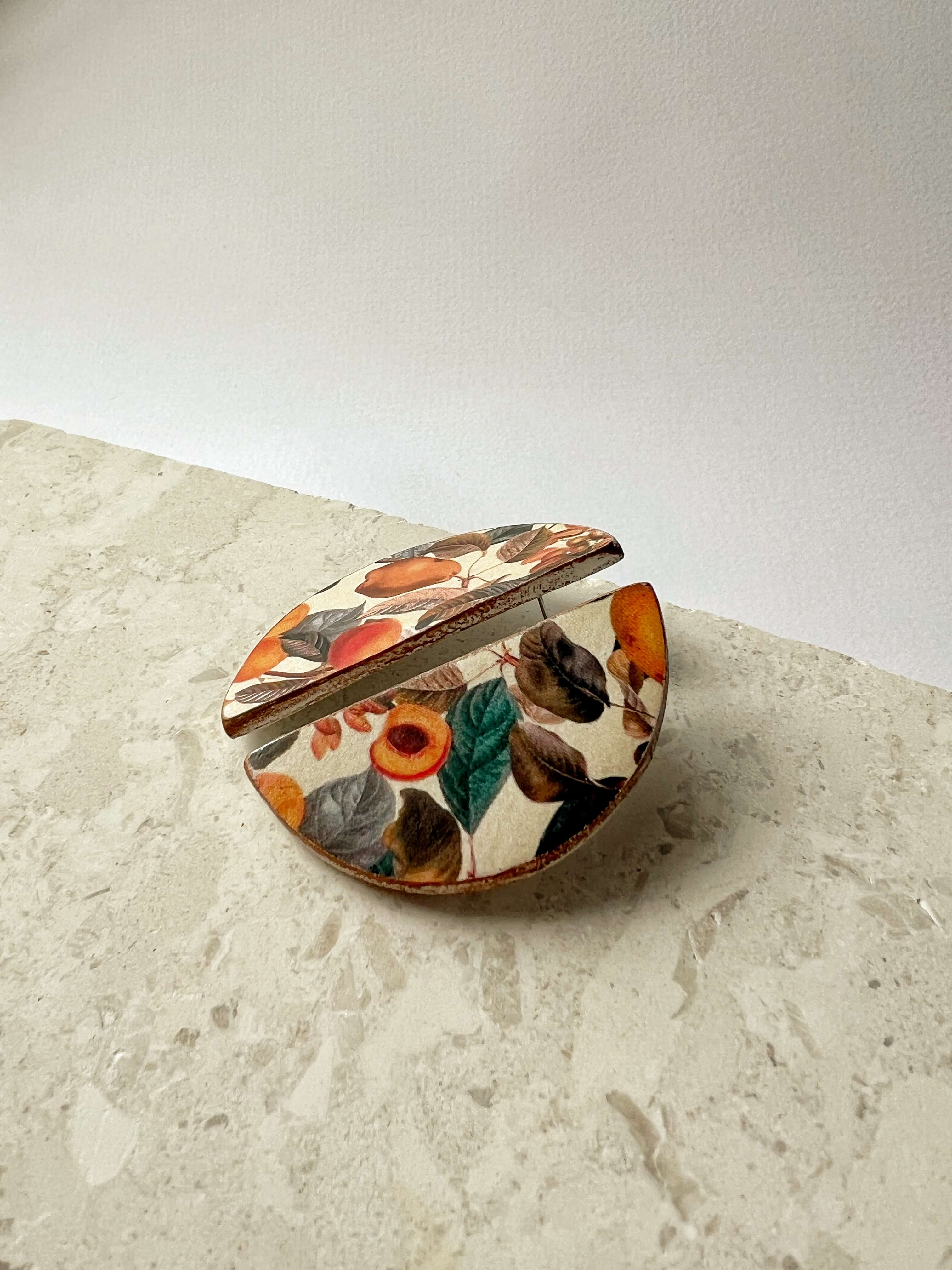 Appricot Semi Clays, Σκουλαρίκια από Πηλό, Με Φρούτα, Μεγάλα Πήλινα καρφωτά Σκουλαρίκια