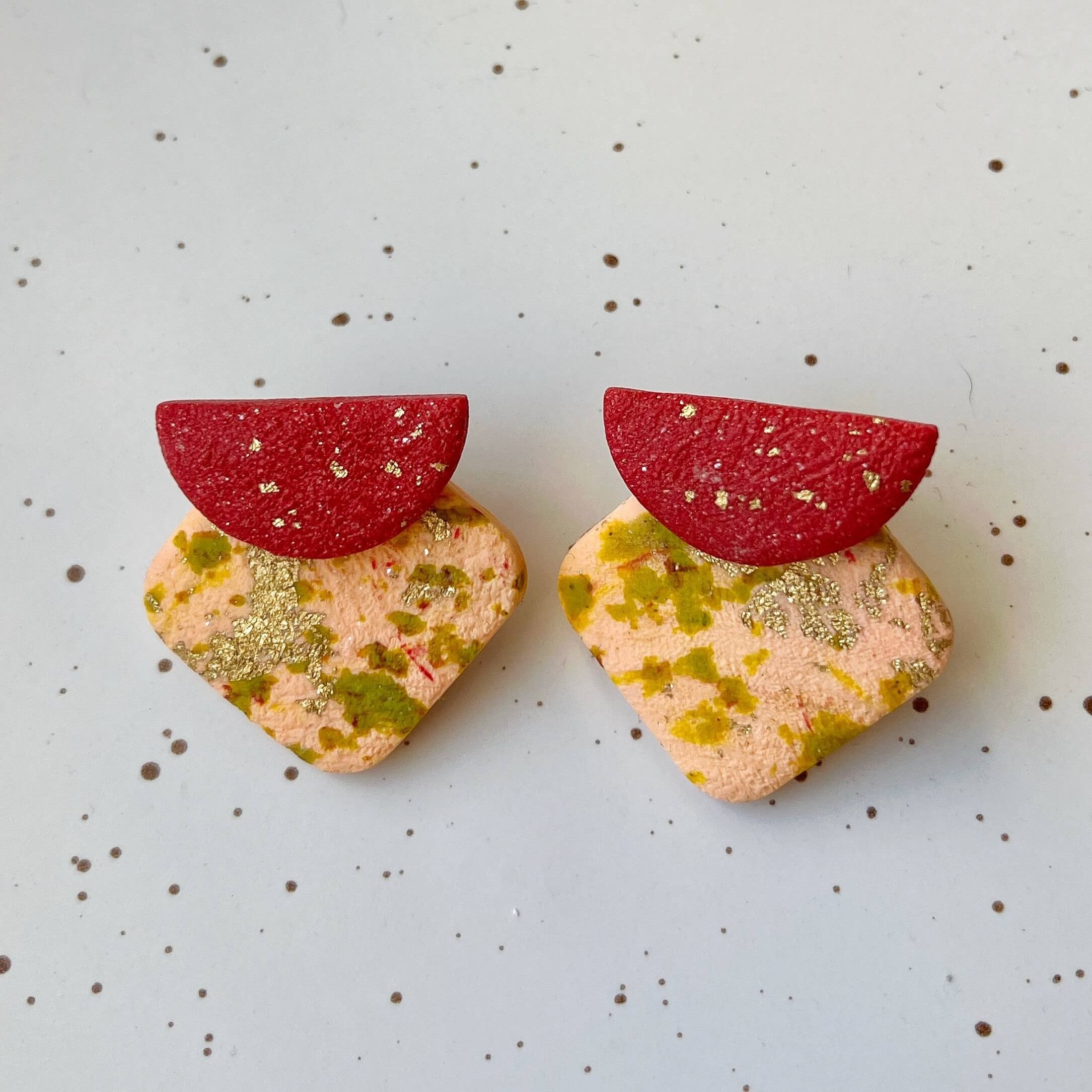 Καρφωτα μεγαλα σκουλαρικια γεωμετρικα μεγαλα απο πολυμερικο πηλο οικονομικα χονδρικης pajaritos