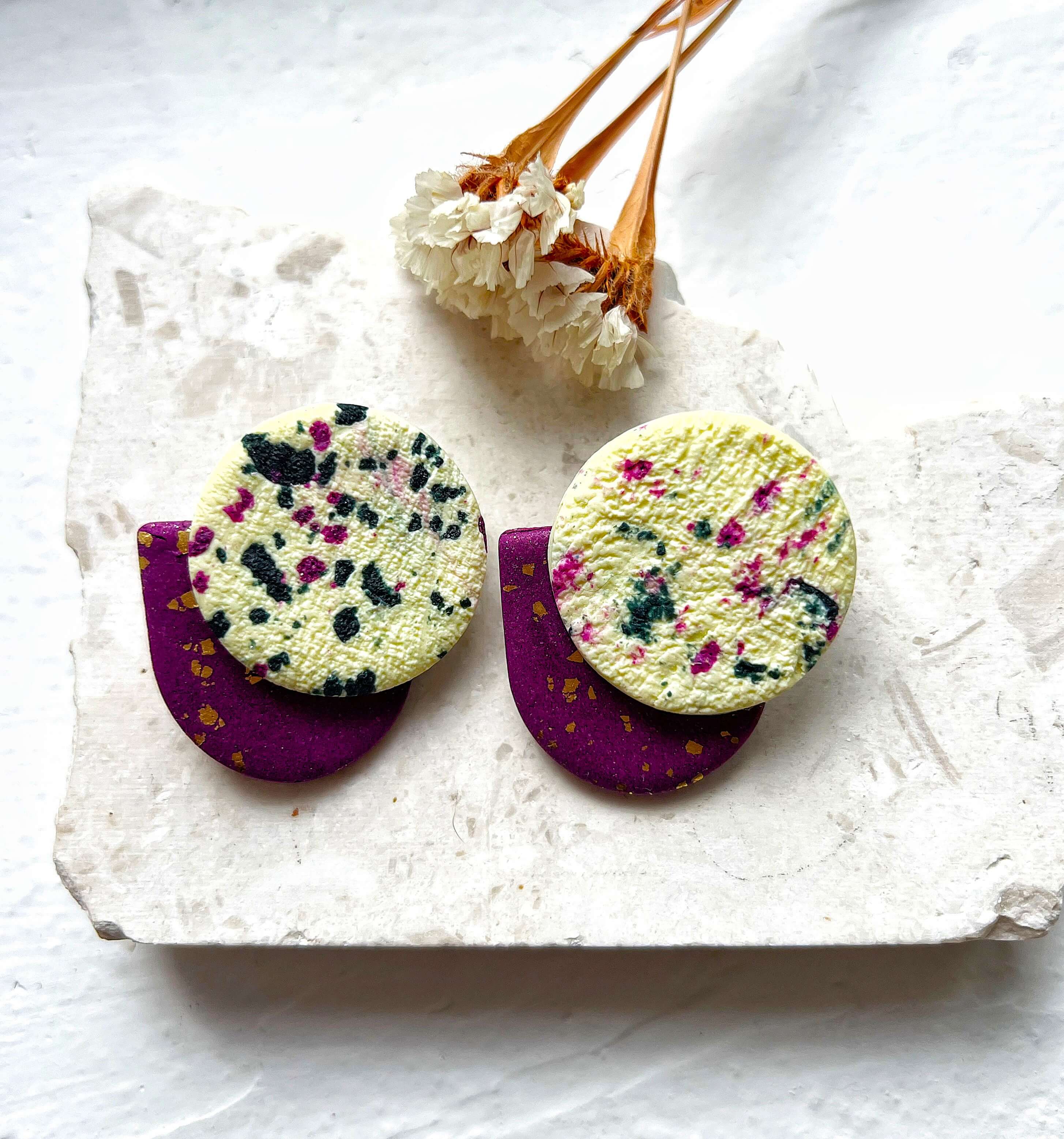 Γεωμετρικα χειροποιητα σκουλαρικια απο πηλο για δωρο γυναικεια μοντερνα εντυπωσιακα κοσμηματα μεγαλα pajaritos