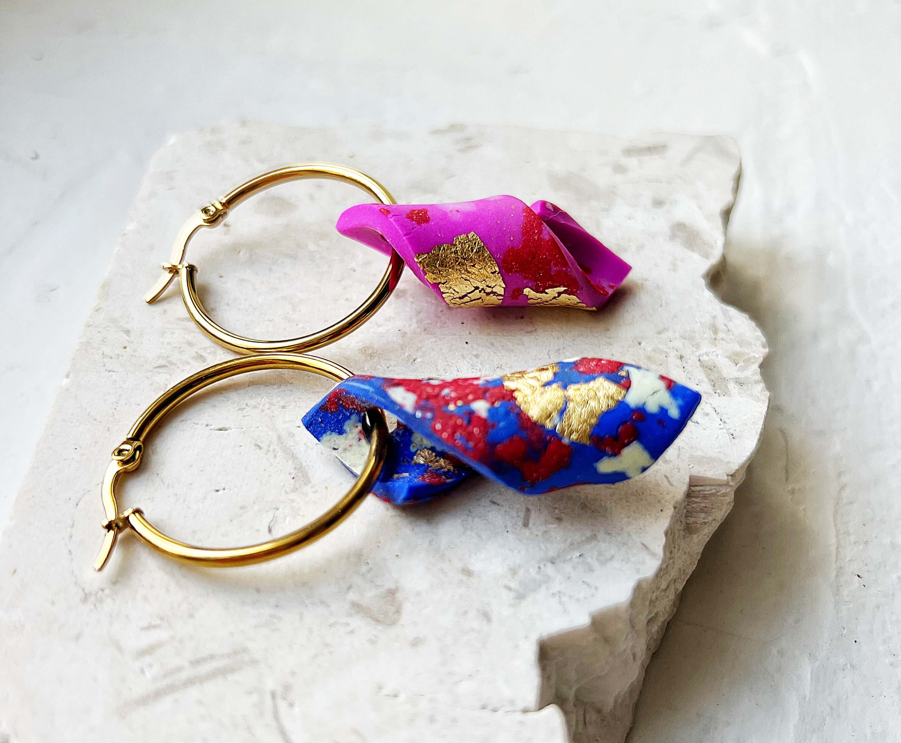 Χειροποιητα σκουλαρικια κρικοι απο πολυμερικο πηλο πρωτοτυπα σκουλαρικια απο πηλο μεγαλα εντυπωσιακα για δωρο pajaritos