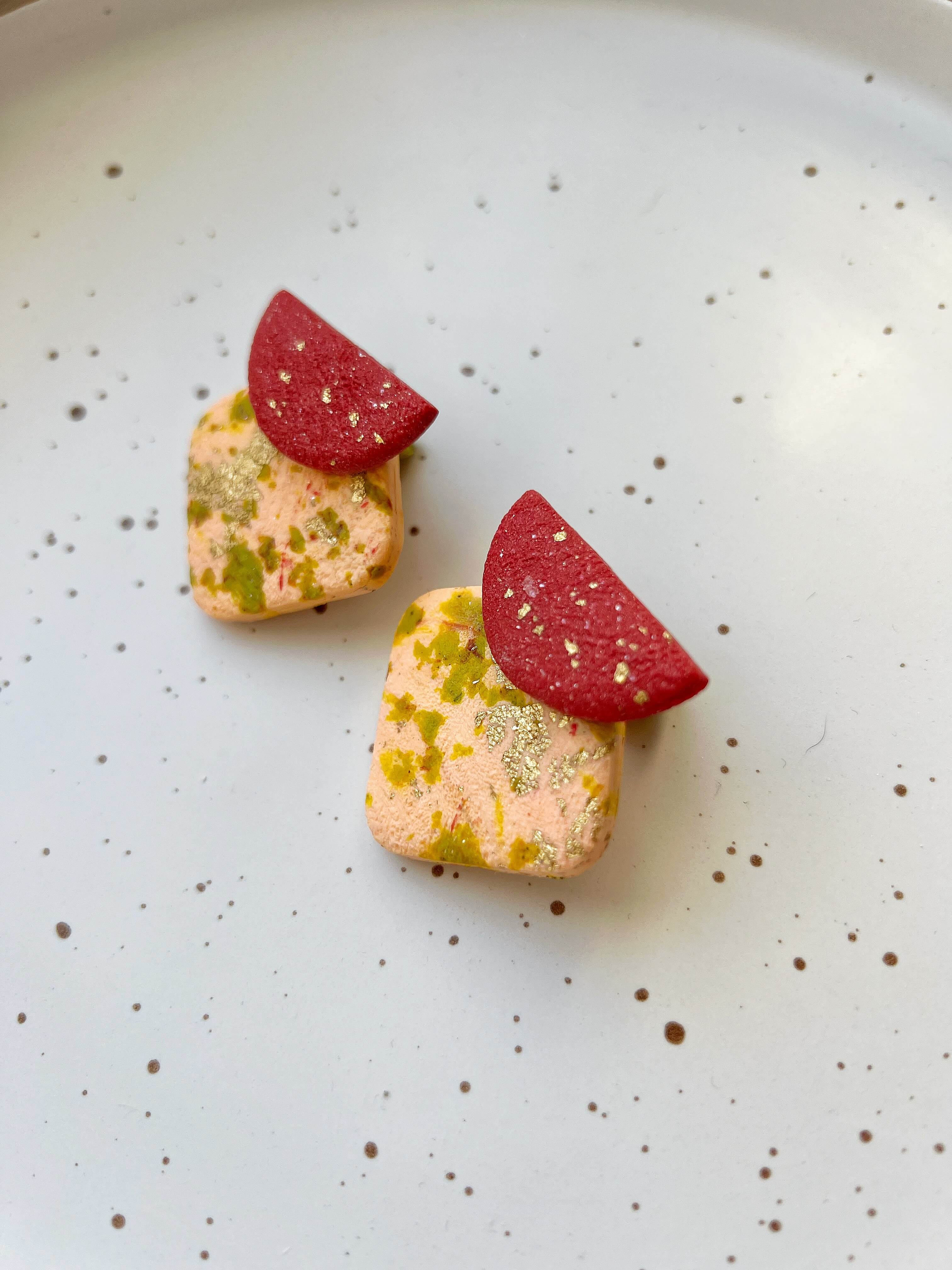 Σκουλαρικια χειροποιητα μεγαλα απο πολυμερικο πηλο εντυπωσιακα πρωτοτυπα μοντερνα γυναικεια κοσμηματα για δωρο