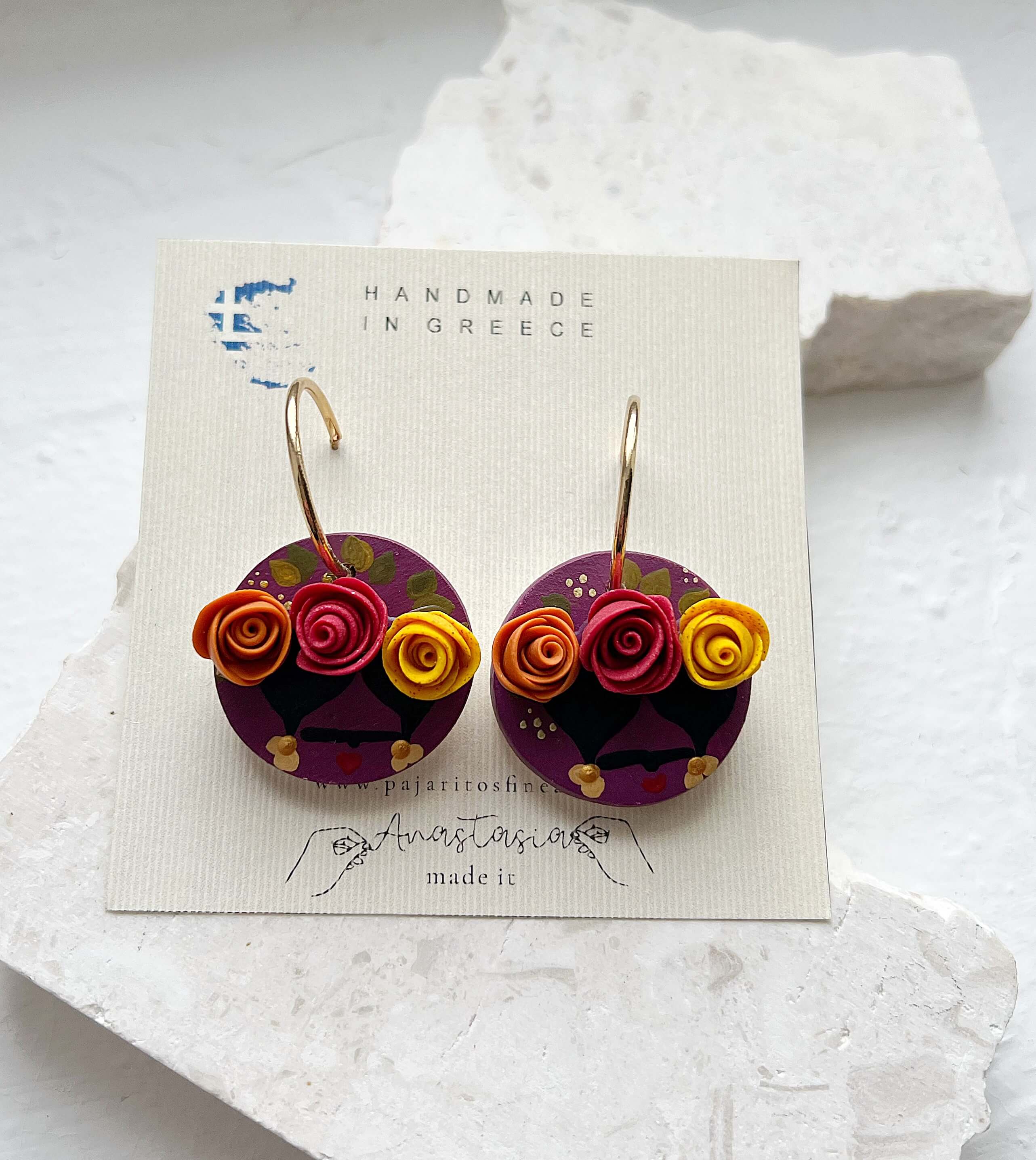 Σκουλαρικια φριντα καλο κρεμαστα χειροποιητα απο πηλο περιεργα κοσμηματα για δωρο γυναικεια μποχο μεγαλα pajaritos