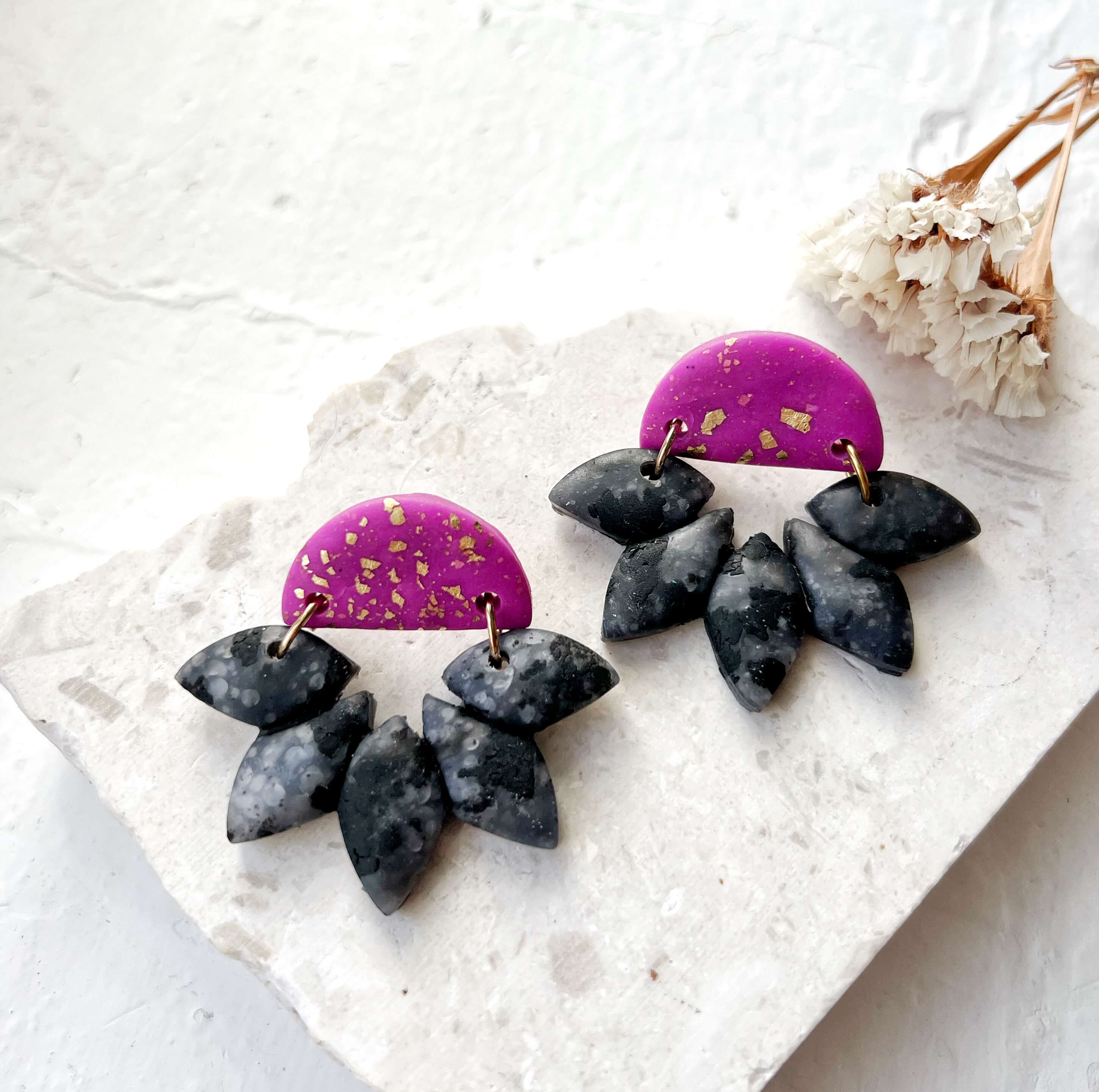 Κρεμαστα σκουλαρικια ιδιαιτερα γυναικεια για δωρο μεγαλα κοσμηματα πανω στο αυτι ελαφρια οικονομικα χειροποιητα μοντερνα μαυρα ροζ χονδρικης pajaritos