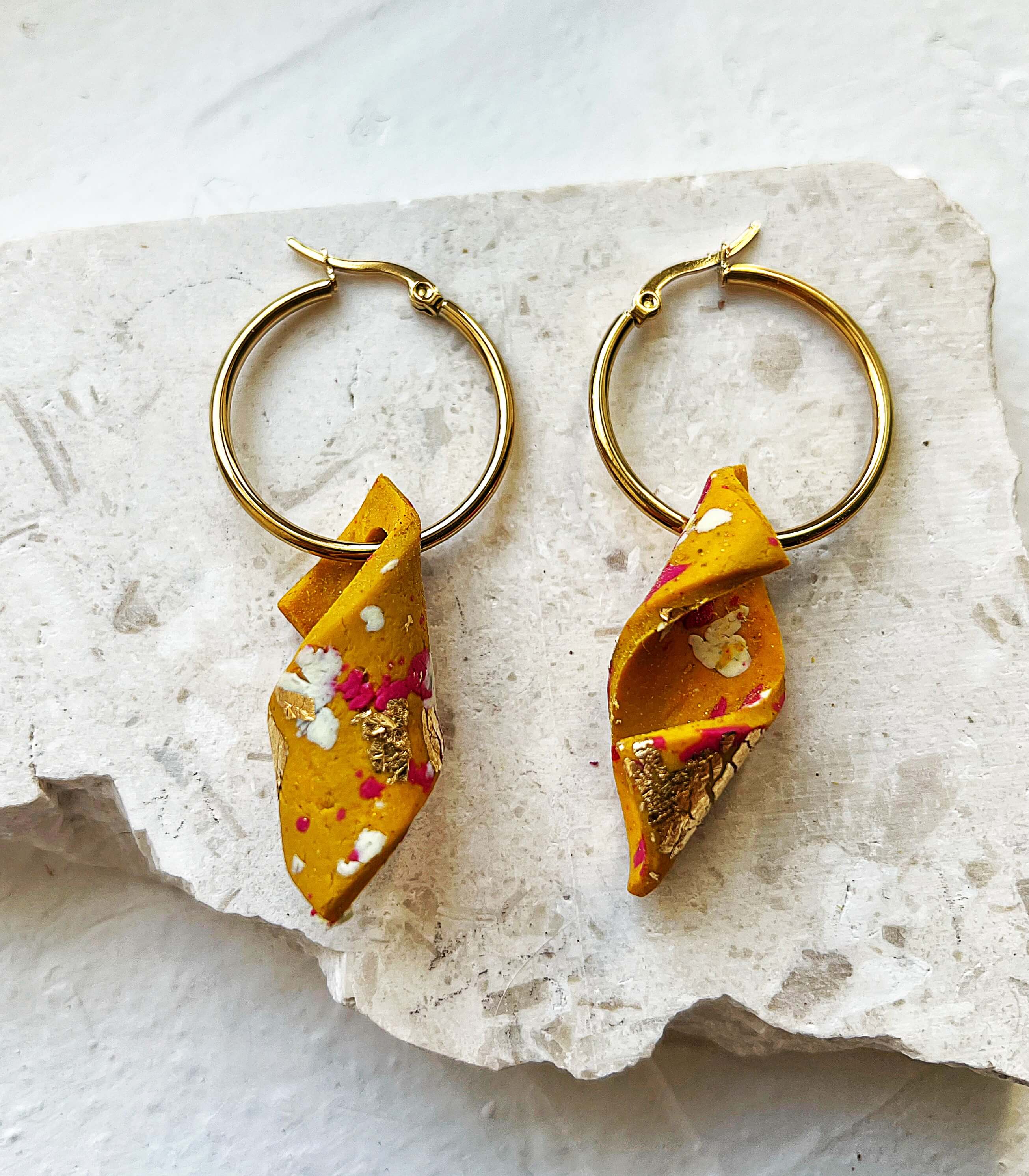 Σκουλαρικια γυναικεια δωρα εντυπωσιακα χειροποιητα κοσμηματα πρωτοτυπα μεγαλα κρικοι χρυσοι κιτρινα μποχο pajaritos