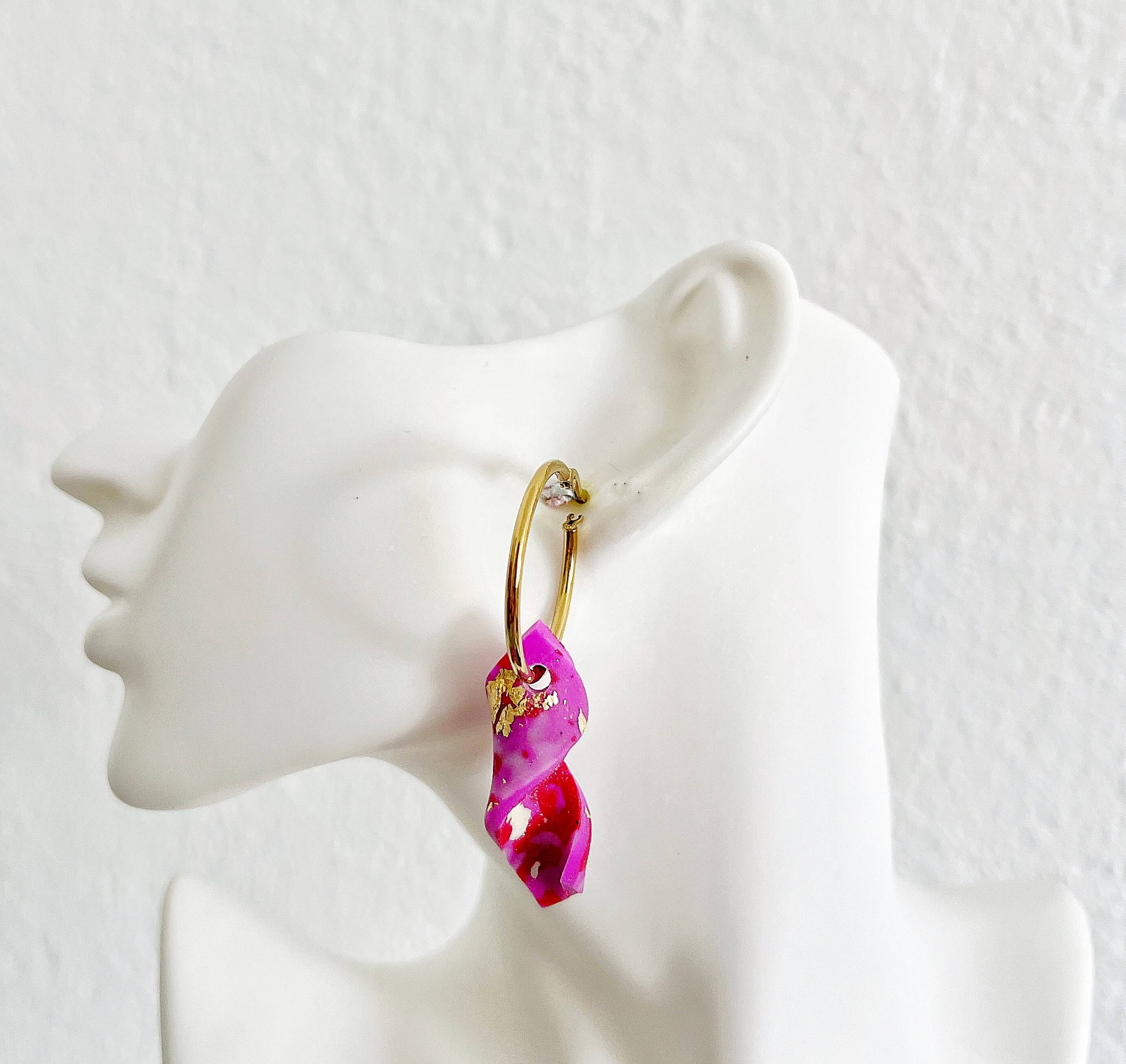 Σκουλαρικια κρικοι ματζεντα χρυσοι χειροποιητα γυναικεια κοσμηματα μεγαλα εντυπωσιακα για δωρο χονδρικης ελληνικα pajaritos