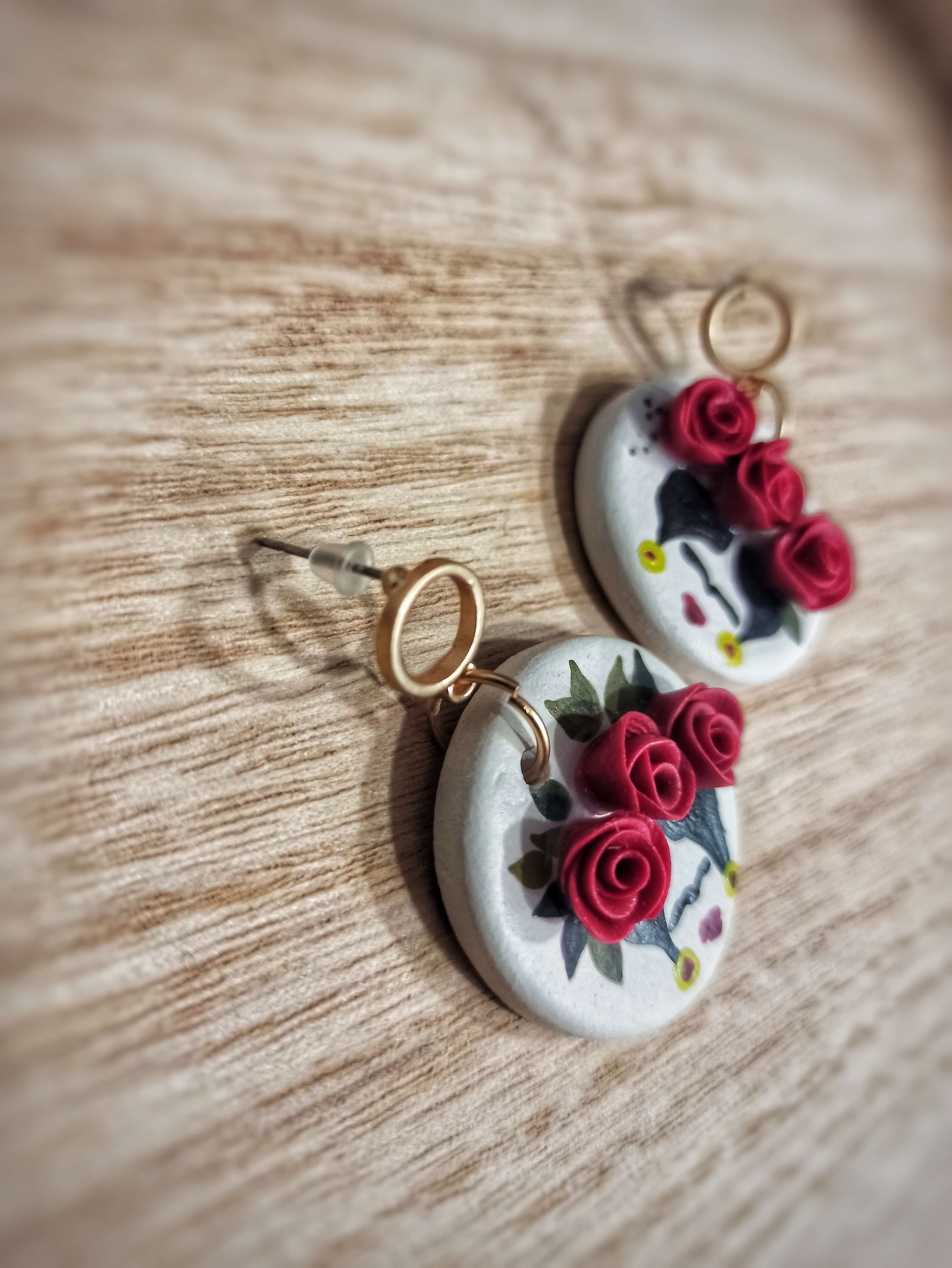 frida kahlo clay earrings red